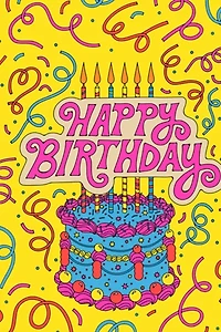 Red Cap Cake & Confetti Birthday Greeting Card