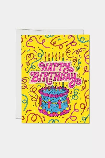 Red Cap Cake & Confetti Birthday Greeting Card