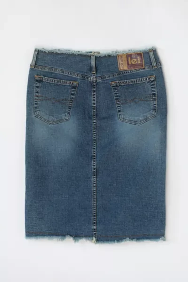 Vintage Y2k Raw-Edged Denim Midi Skirt