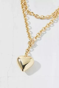 Puffy Heart Pendant Wrap Necklace