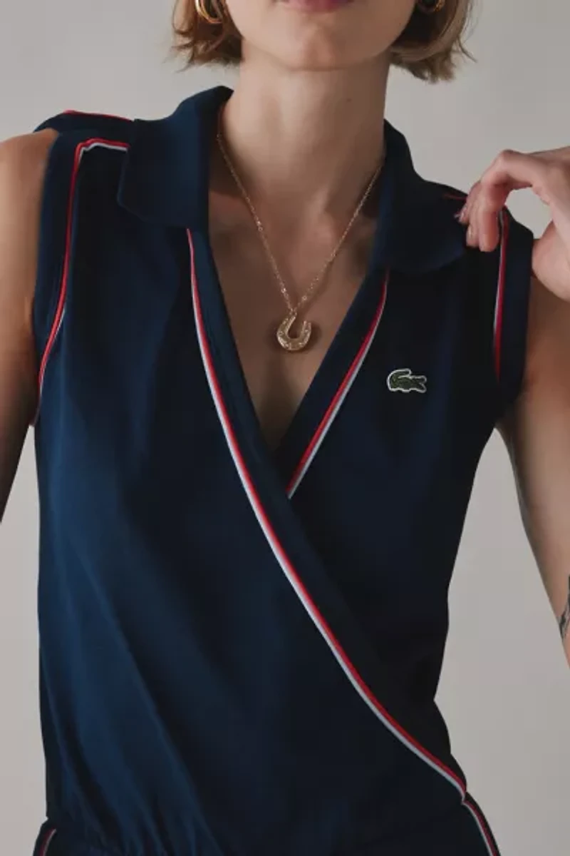 Lacoste Wrap-Front Sleeveless Polo Romper