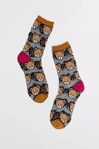 Sock Candy Teddy Bear Ruffle Black Sheer Sock