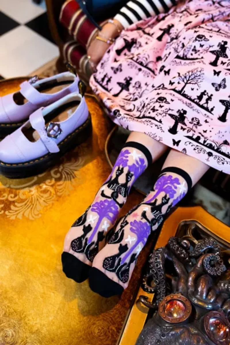 Sock Candy Nocturnal Cats Sheer Sock