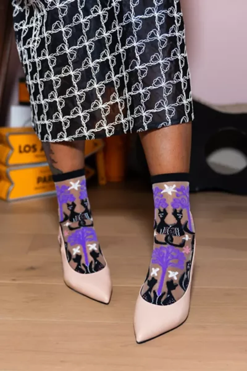 Sock Candy Nocturnal Cats Sheer Sock