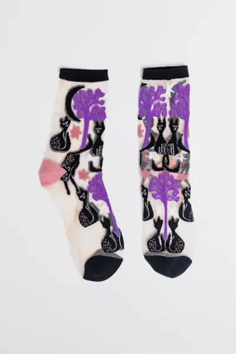 Sock Candy Nocturnal Cats Sheer Sock