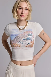 UO Too Perfect Santorini Graphic Baby Tee