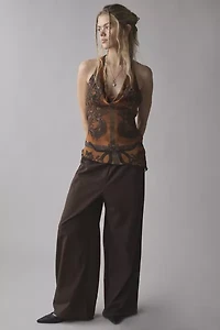 Silence + Noise Espresso Cowl Neck Halter Top