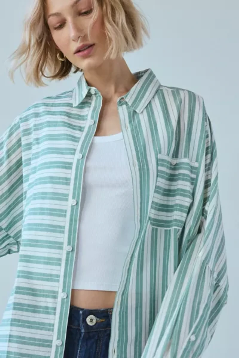BDG Alex Breezy Cotton Oversized Button-Down Shirt