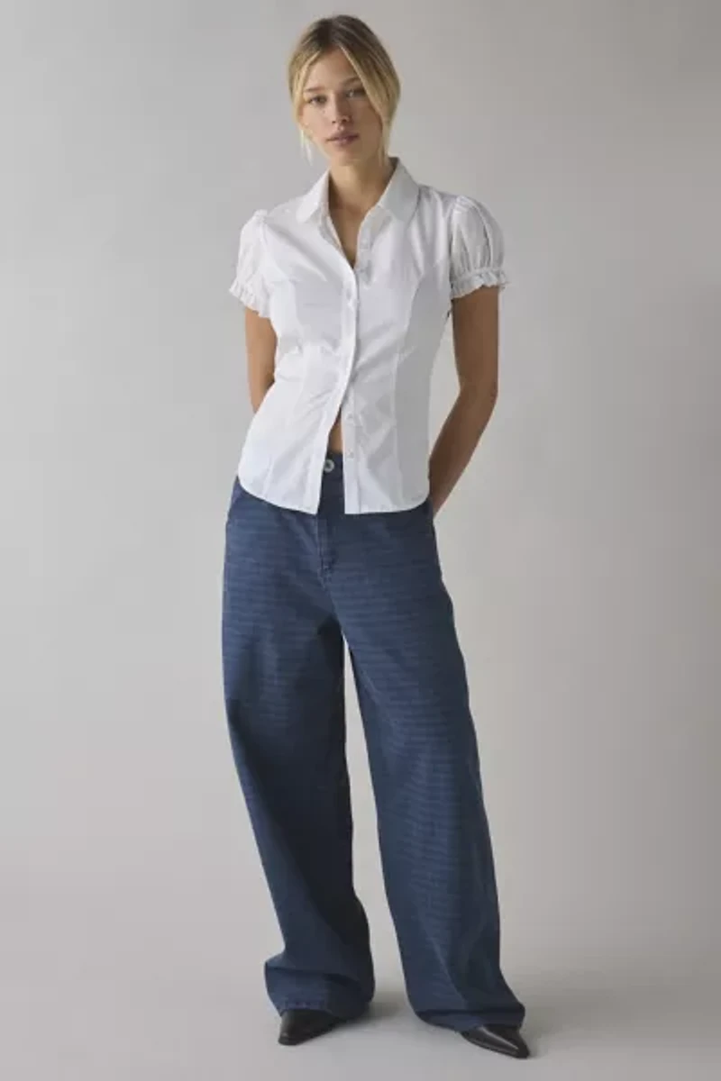 BDG Mini Check Overdyed Canvas Mid-Rise Baggy Pant