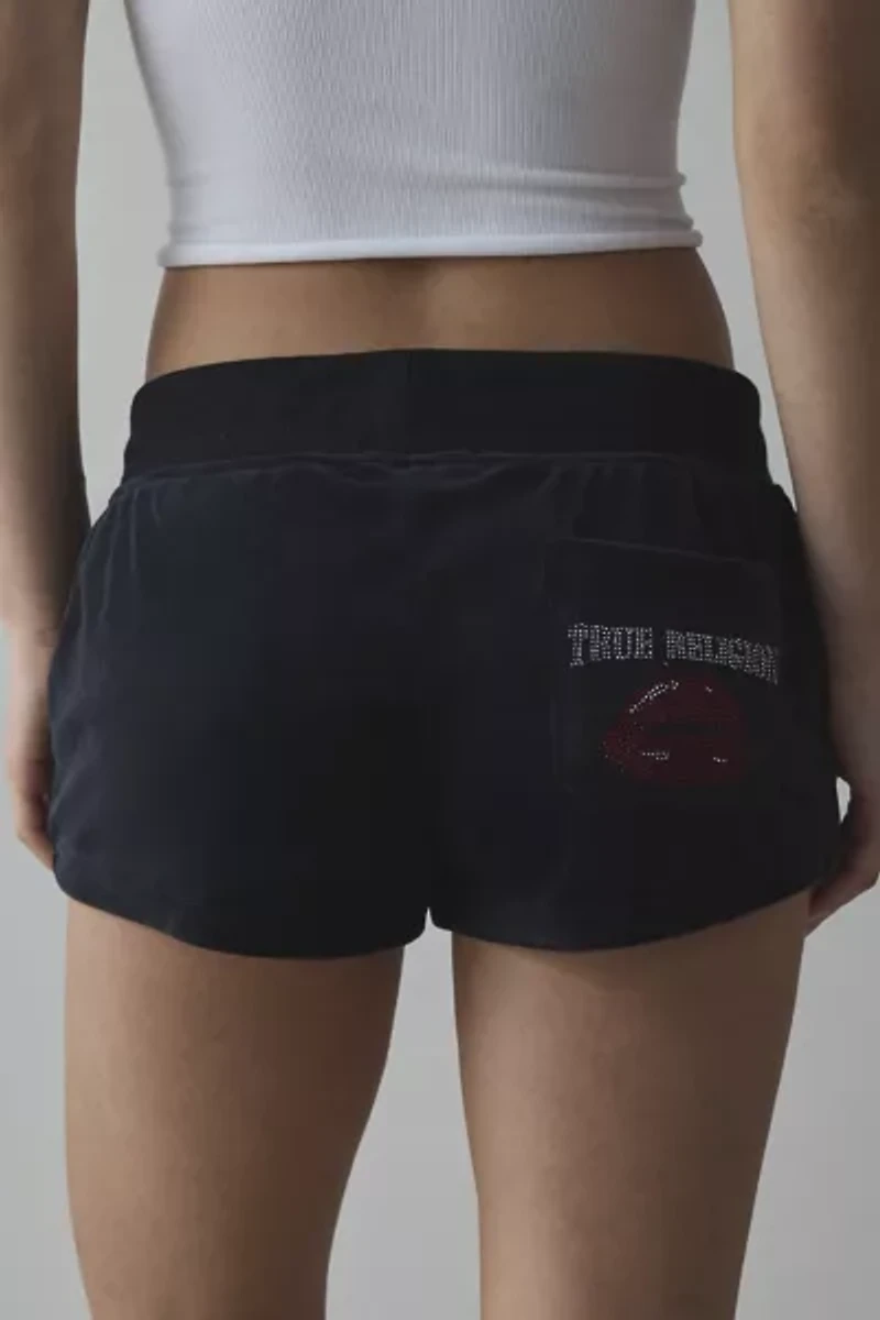 True Religion Velour Crystal Lips Hot Short