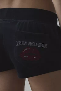 True Religion Velour Crystal Lips Hot Short