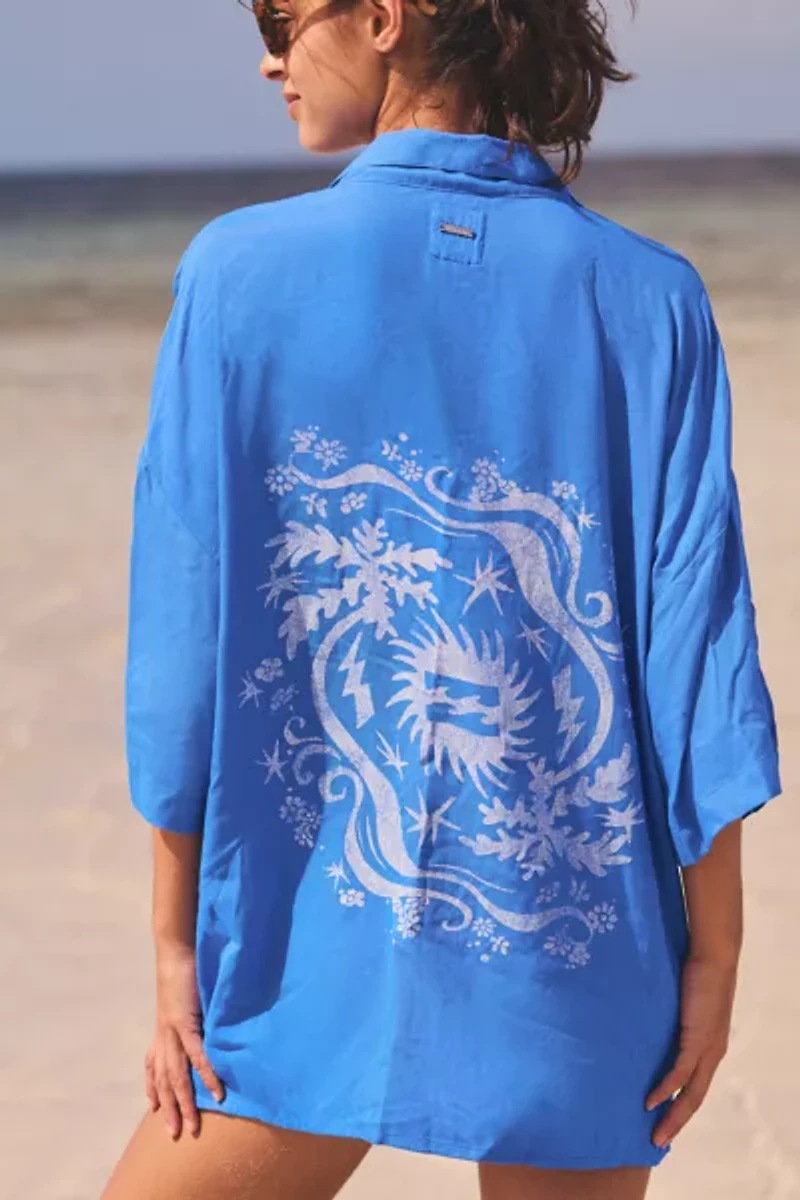 Billabong Beach Side Graphic Printed Cotton Button-Down Shirt