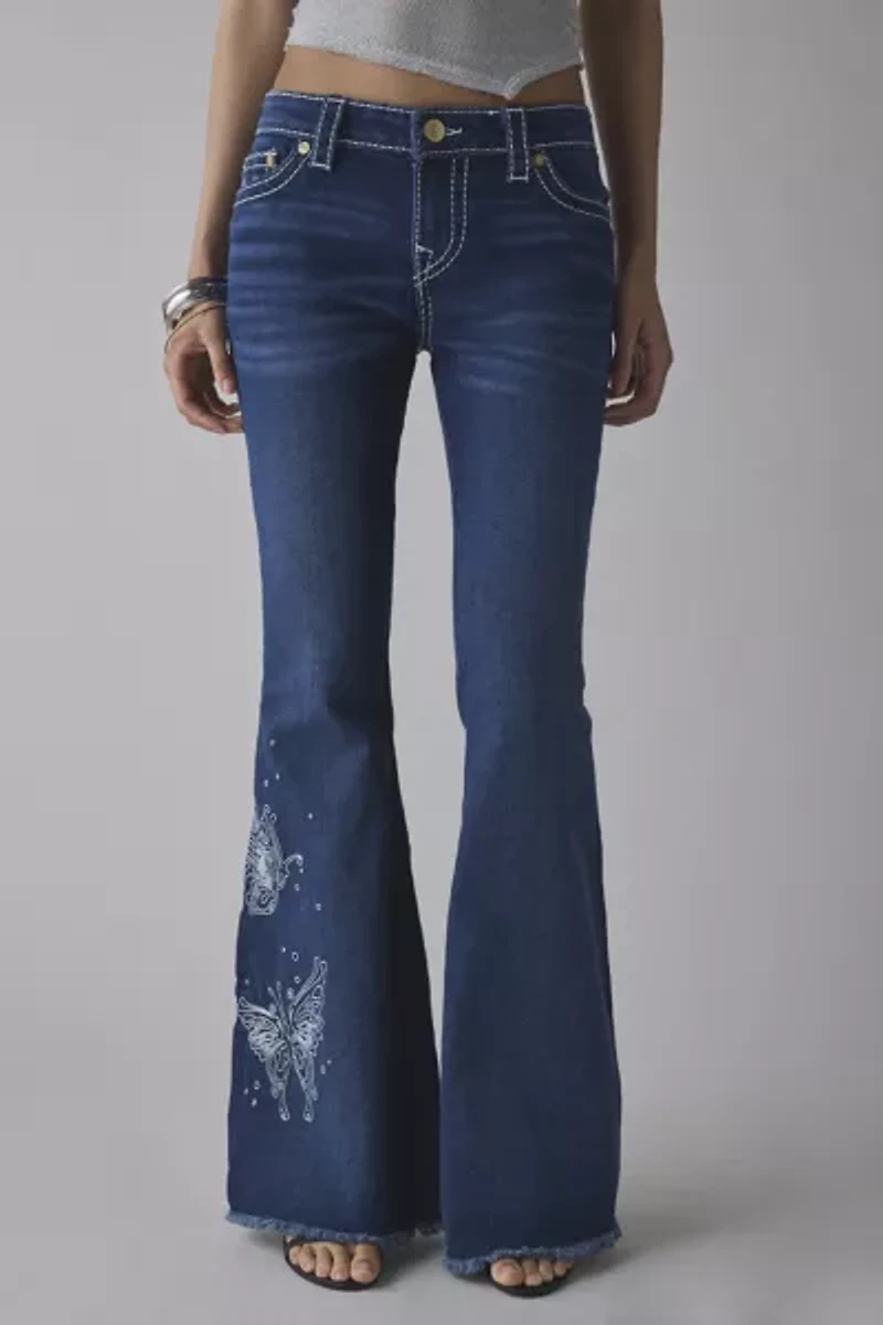 True Religion Joey Butterfly Big T Low-Rise Flare Jean