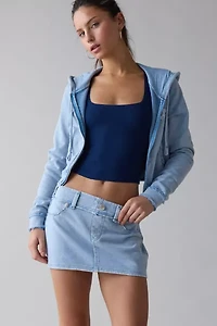 True Religion Washed Raw Edge Big T Mini Skirt