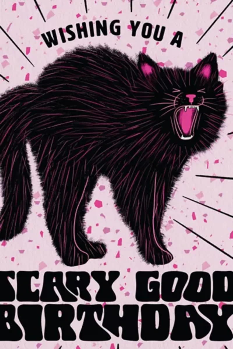 Boss Dotty Scary Cat Birthday Card
