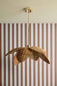 Palm Leaf Rattan Flush Mount Pendant Light
