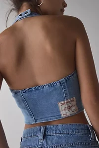 True Religion Zip Denim Halter Top