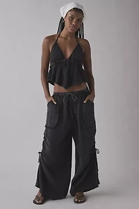 Out From Under Ocean Air Cinched Wide-Leg Gauze Pant