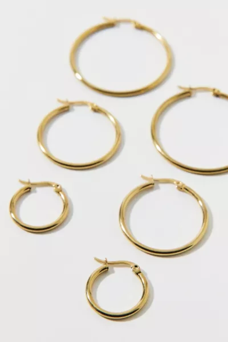 Waterproof Thin Hoop Earring Set