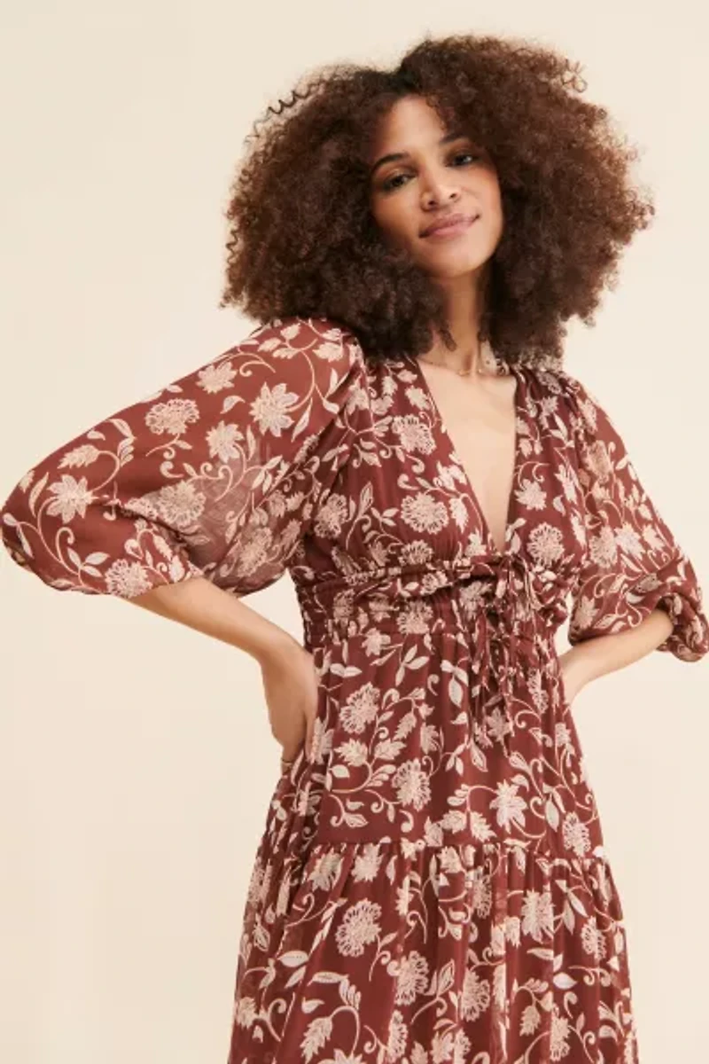 MinkPink Wren Floral Midi Dress