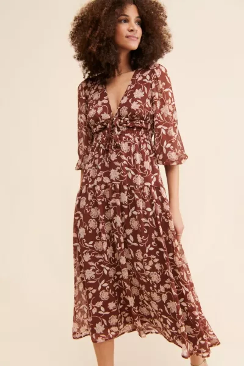MinkPink Wren Floral Midi Dress
