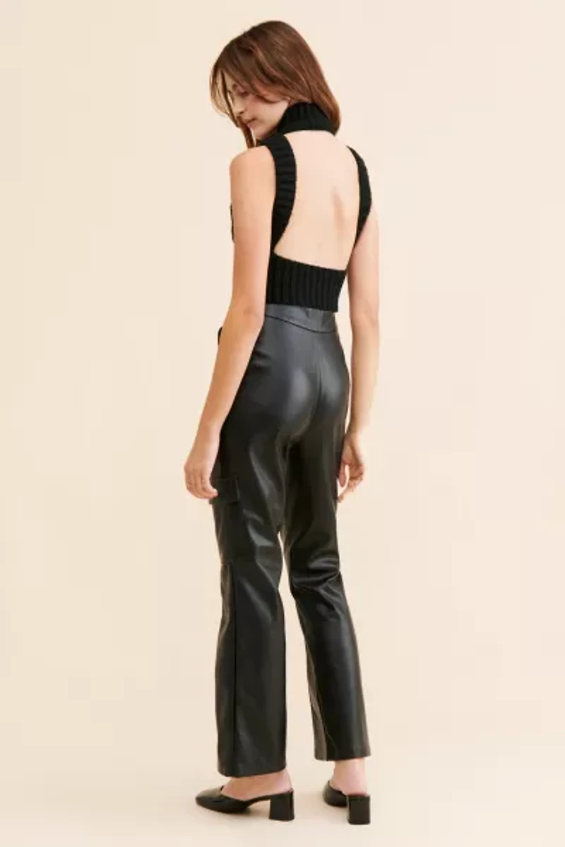 Native Youth Ian Vegan Leather Kick Flare Pants