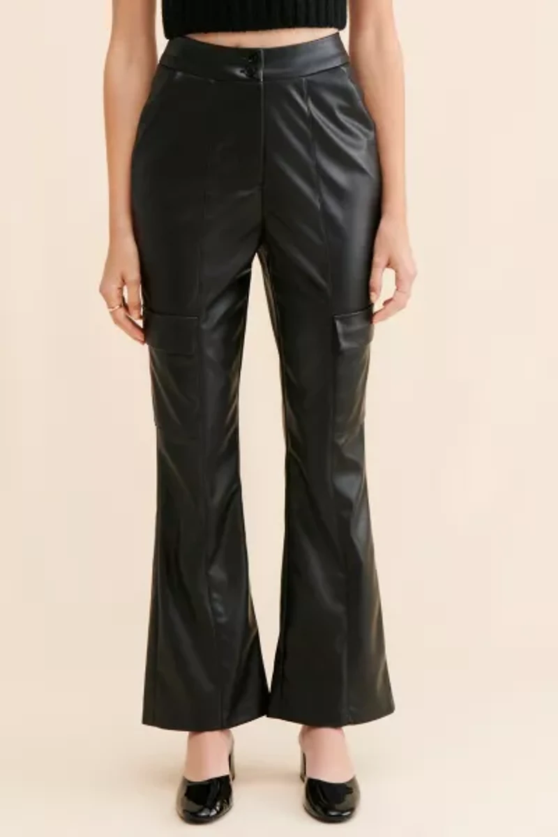 Native Youth Ian Vegan Leather Kick Flare Pants