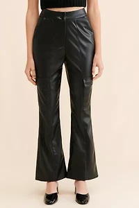 Native Youth Ian Vegan Leather Kick Flare Pants