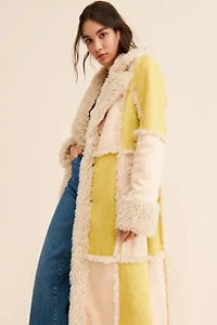 UO Amelia Faux Fur Trim Overcoat