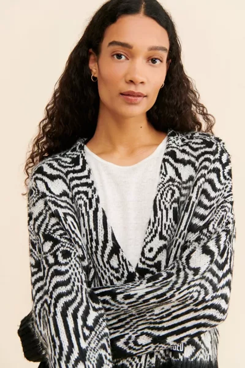 The Ragged Priest Mono Marble Knit Cardigan