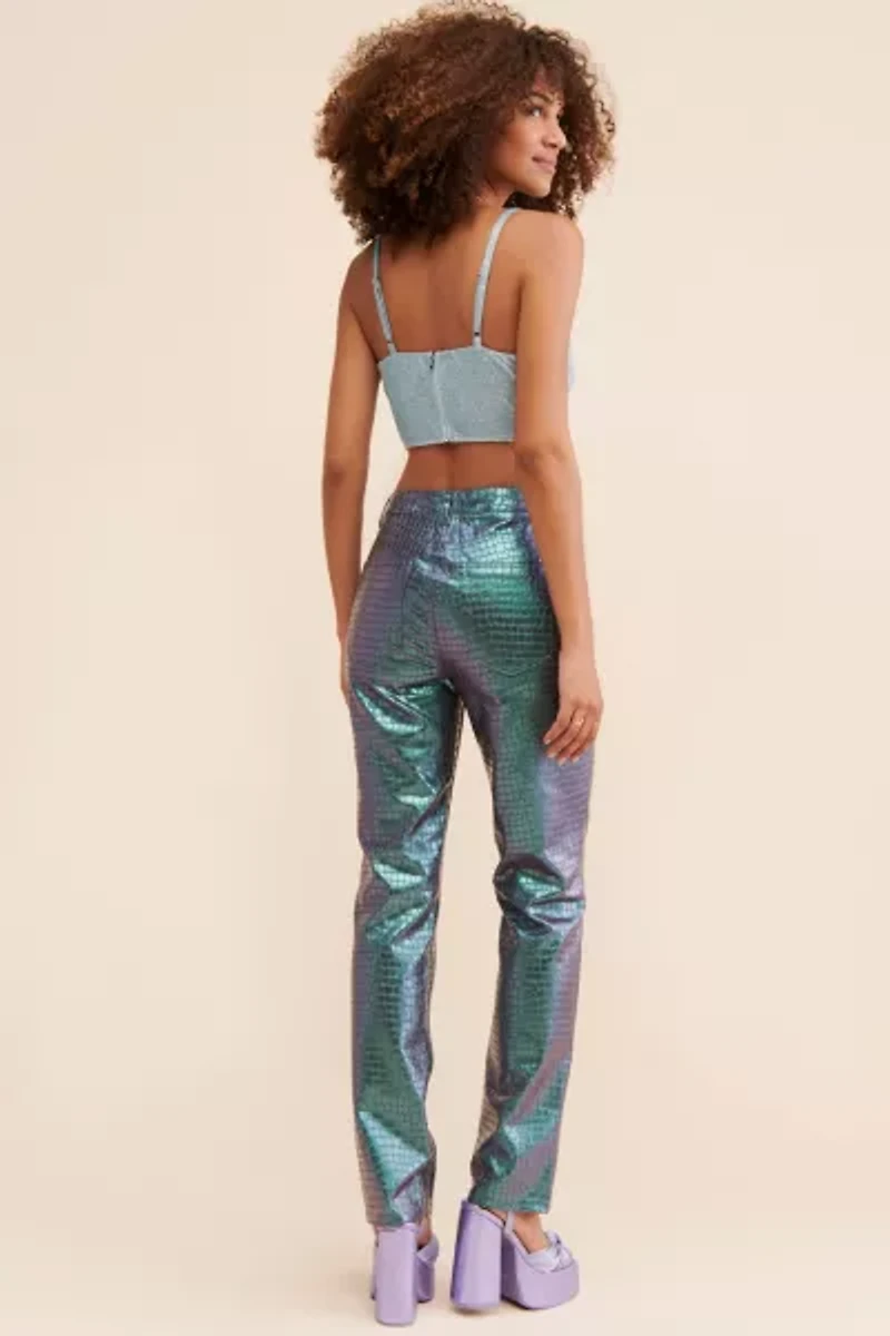 AFRM Heston Vegan Croc Leather Pants