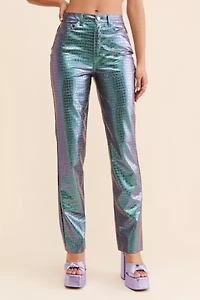 AFRM Heston Vegan Croc Leather Pants