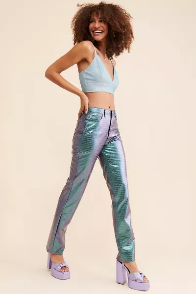 AFRM Heston Vegan Croc Leather Pants