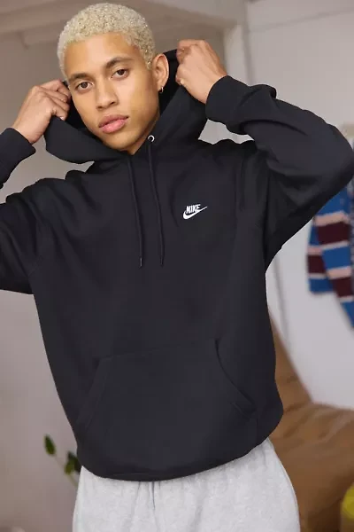 Nike Club Logo Fleece Pullover Hoodie Sweatshirt