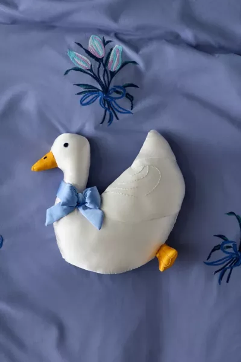 Goose Shaped Satin Throw Pillow