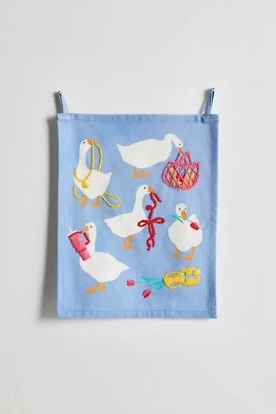 Cheeky Goose Embroidered Flag Tapestry