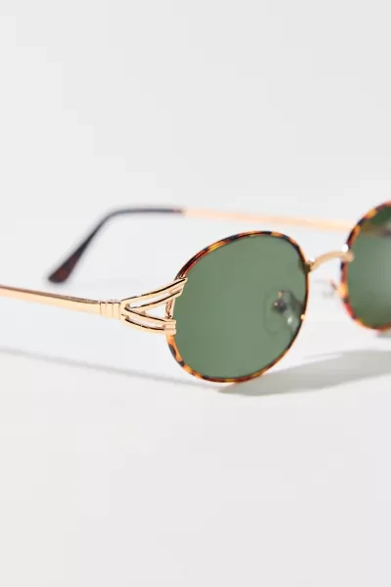 Emery Tortoise Metal Oval Sunglasses