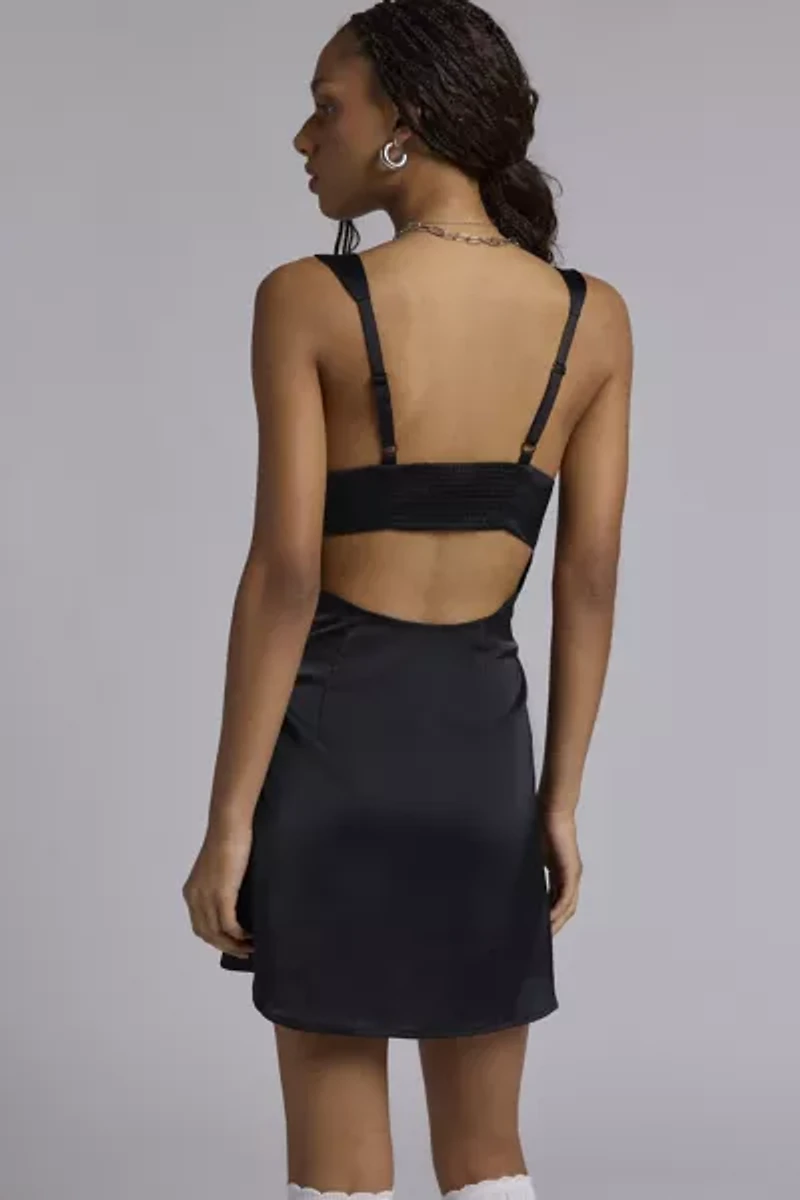 Kimchi Blue Brooke Keyhole Cutout Satin Slip Mini Dress