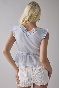 Kimchi Blue Ava Flutter Sleeve Tie-Front Babydoll Top