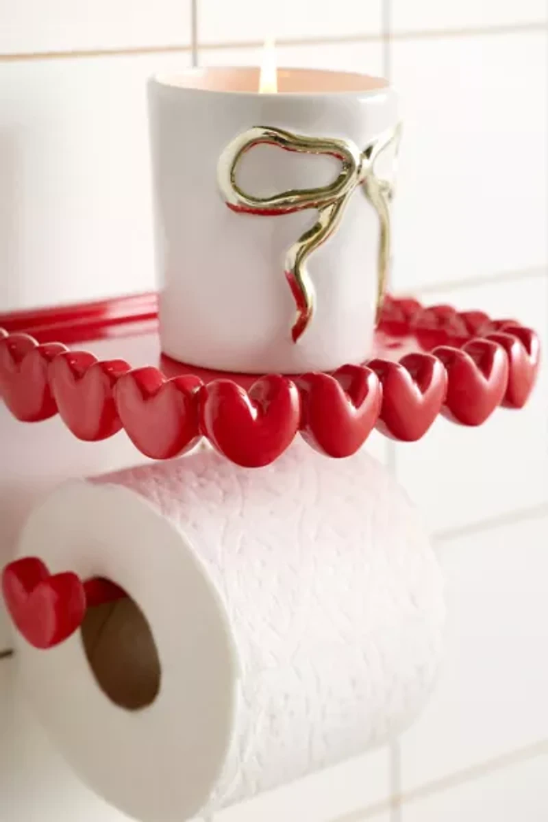 Eloise Heart Trim Toilet Paper Holder & Storage Shelf