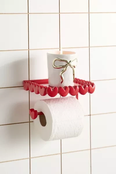 Eloise Heart Trim Toilet Paper Holder & Storage Shelf