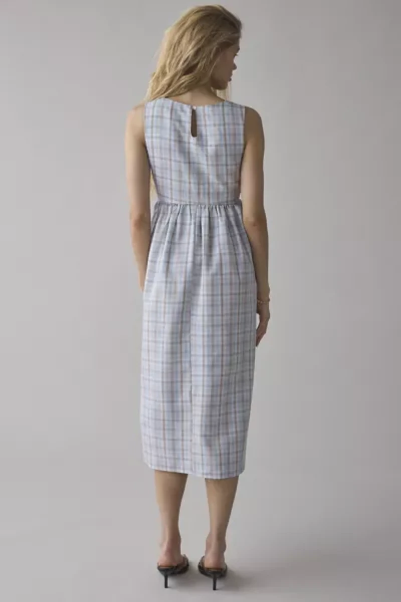 Daisy Street V-Waist Seam Gingham Midi Dress