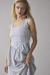 Daisy Street V-Waist Seam Gingham Midi Dress