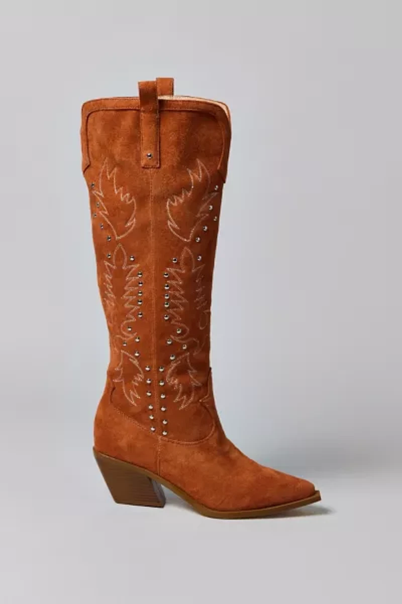 Azalea Wang Beckett Studded Suede Cowboy Boot