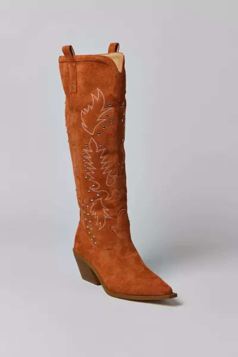 Azalea Wang Beckett Studded Suede Cowboy Boot