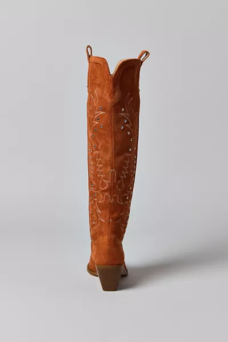 Azalea Wang Beckett Studded Suede Cowboy Boot