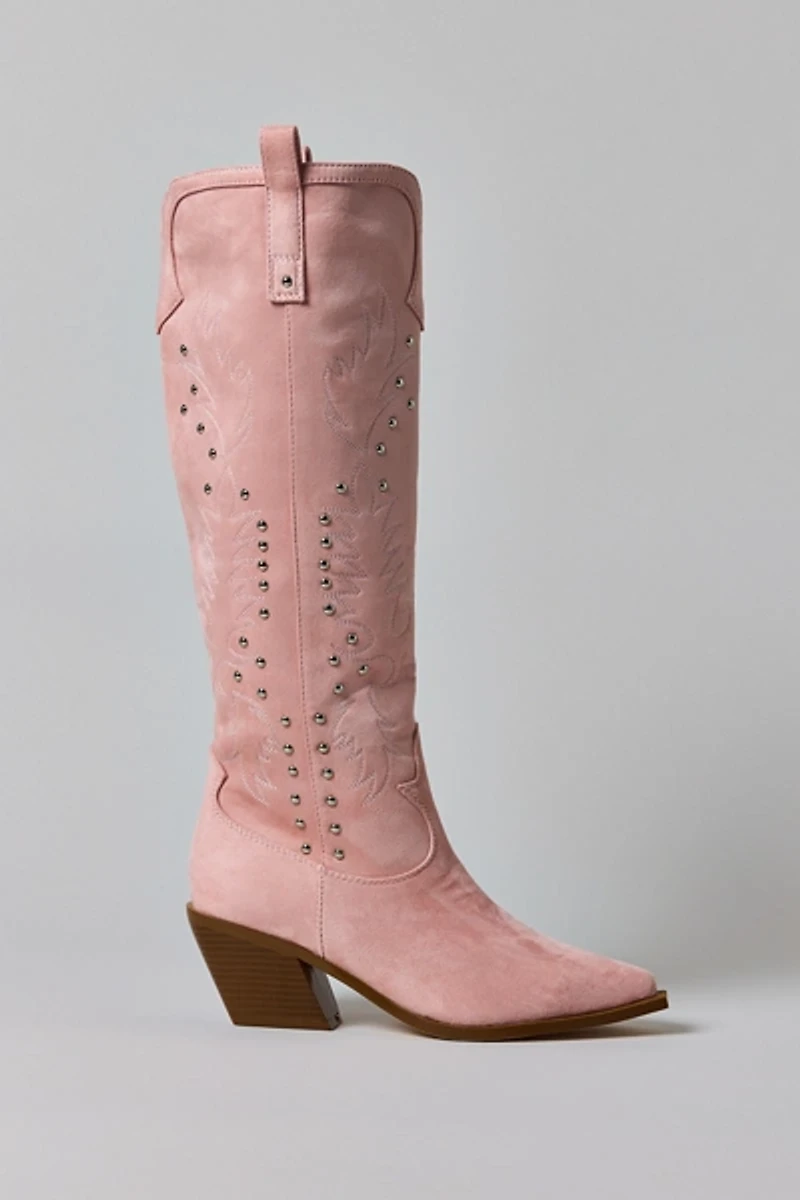 Azalea Wang Beckett Studded Suede Cowboy Boot