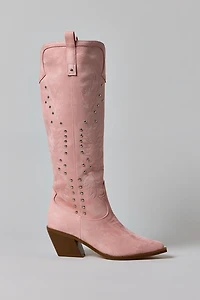 Azalea Wang Beckett Studded Suede Cowboy Boot