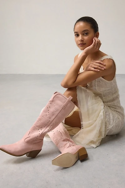 Azalea Wang Beckett Studded Suede Cowboy Boot