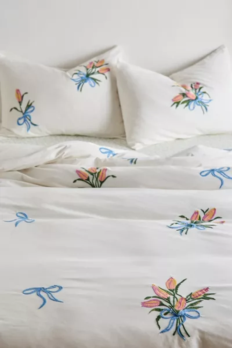 A Bouquet For You Floral Embroidered Duvet Cover